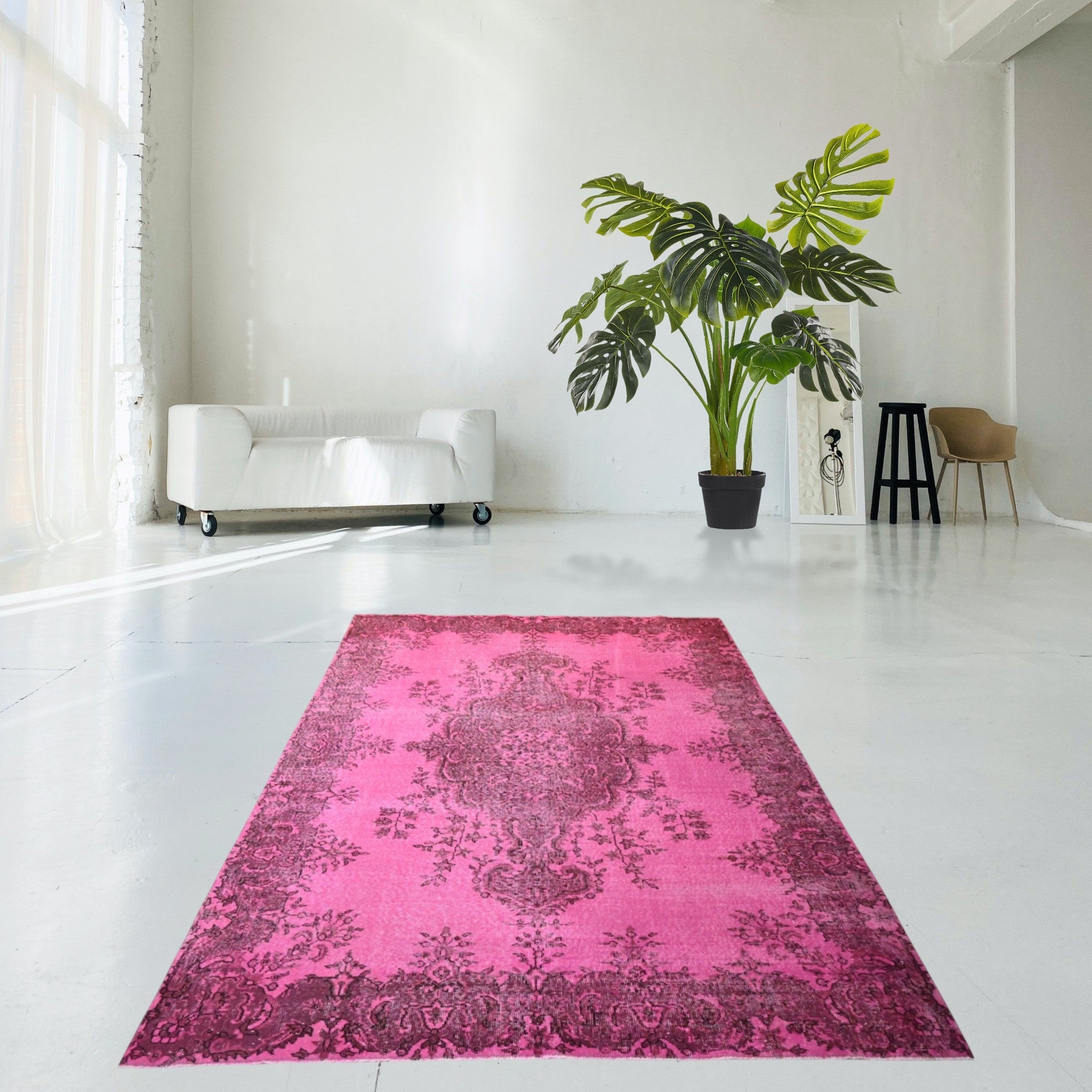 Roze vintage vloerkleed - F581