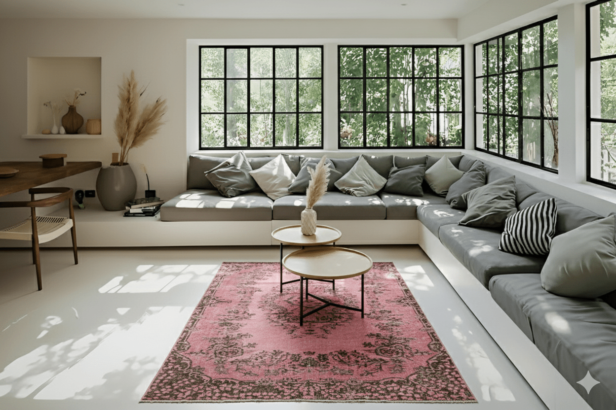 Roze vintage vloerkleed - F713