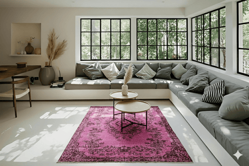 Refined pink vintage rug - F718