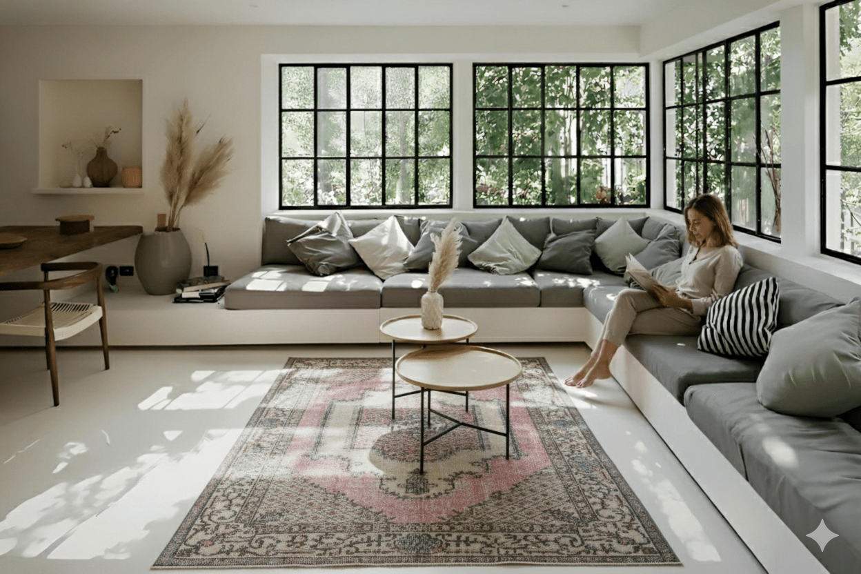 Roze vintage vloerkleed - G105 - Lavinta