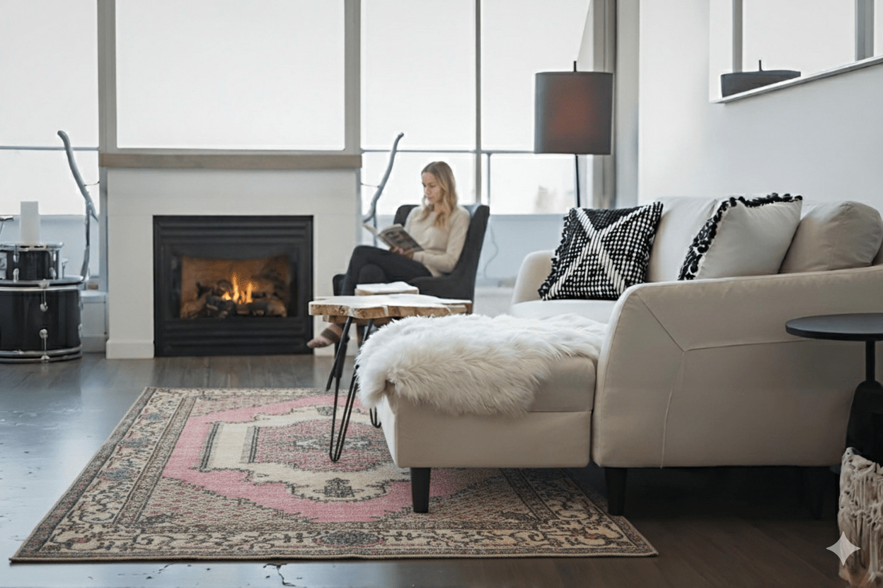 Roze vintage vloerkleed - G105 - Lavinta