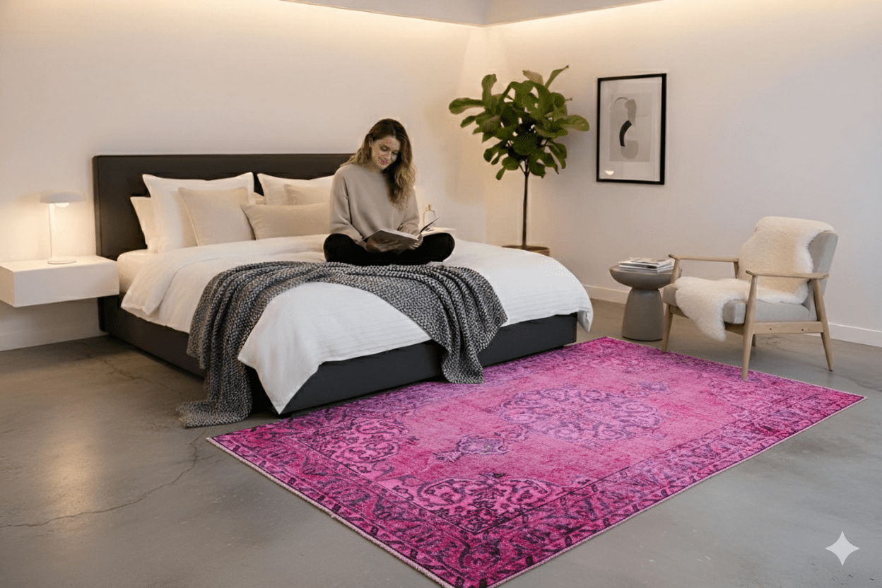 Roze vintage vloerkleed - G114 - Lavinta