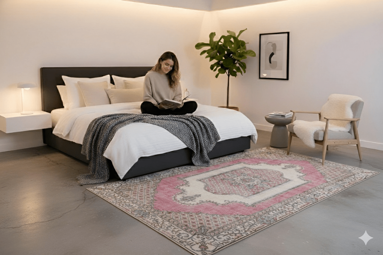 Roze vintage vloerkleed - G123 - Lavinta