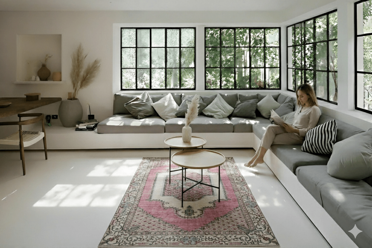 Roze vintage vloerkleed - G123 - Lavinta