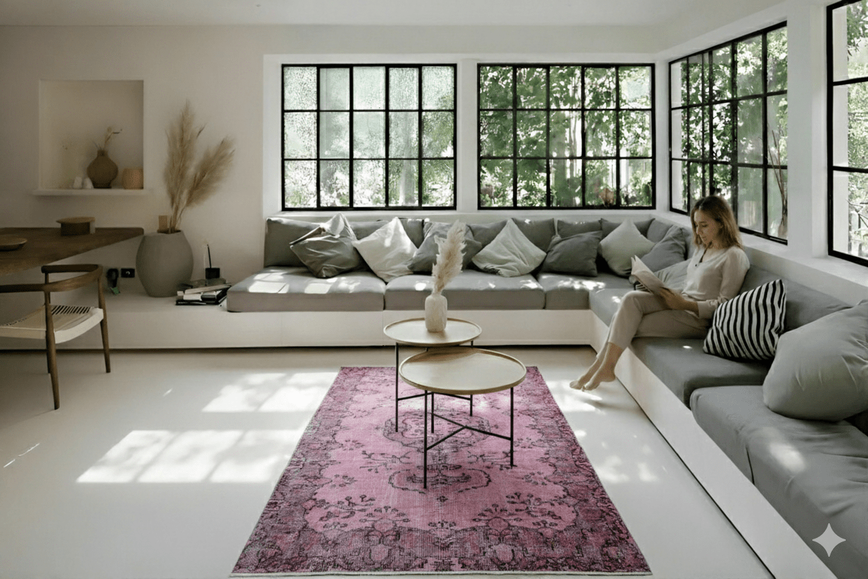 Roze vintage vloerkleed - G126