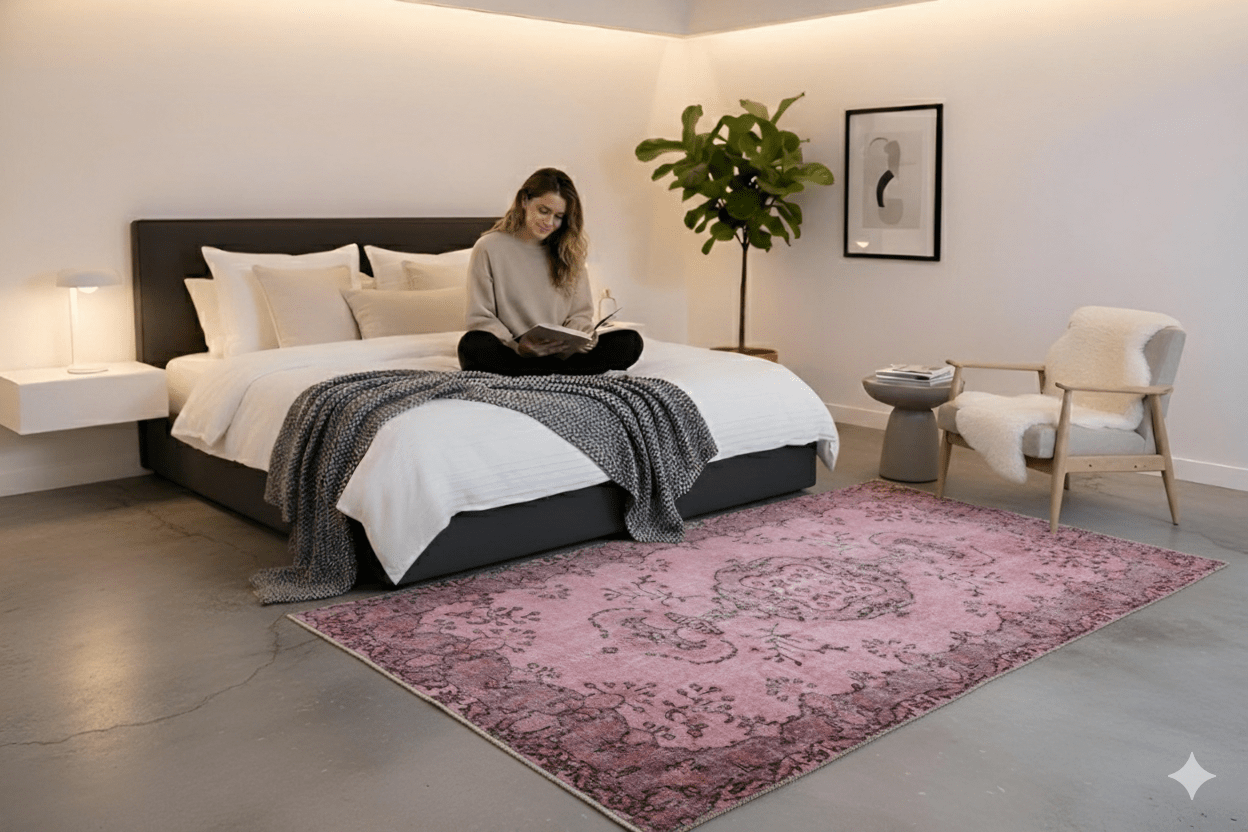 Roze vintage vloerkleed - G126 - Lavinta