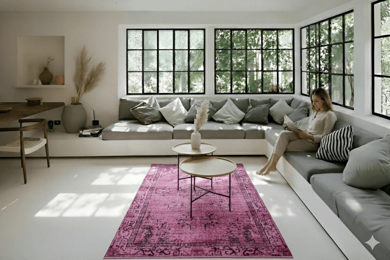 Roze vintage vloerkleed - G133 - Lavinta