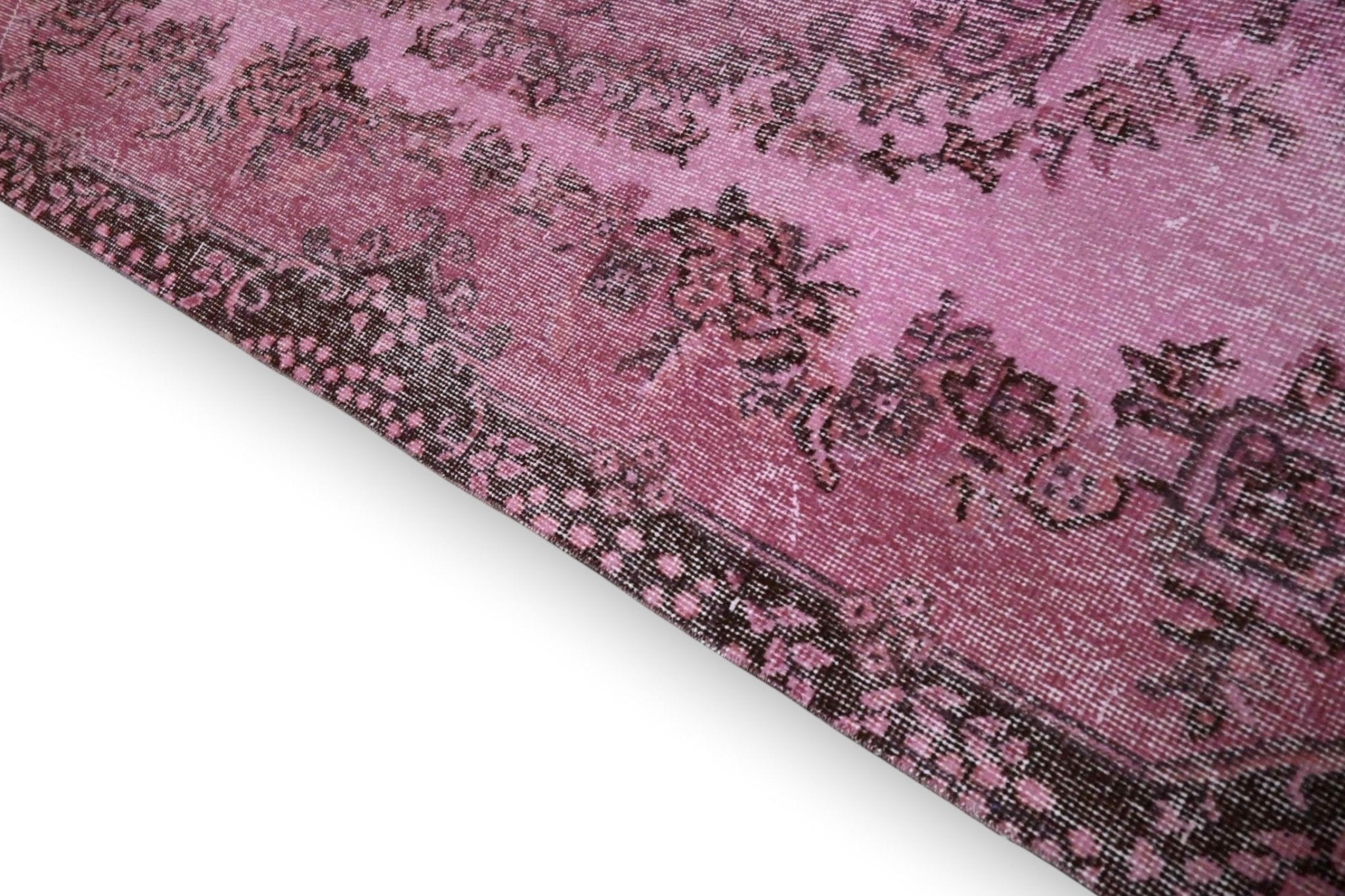 Vrolijk roze vintage vloerkleed handgeknoopt Turkije - G268