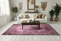 Vrolijk roze vintage vloerkleed hoek - G268
