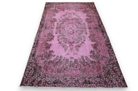 Vrolijk roze vintage vloerkleed detail - G268