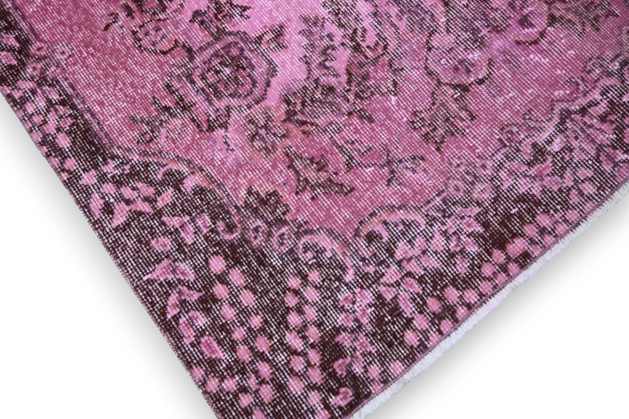 Vrolijk roze vintage vloerkleed close-up - G268