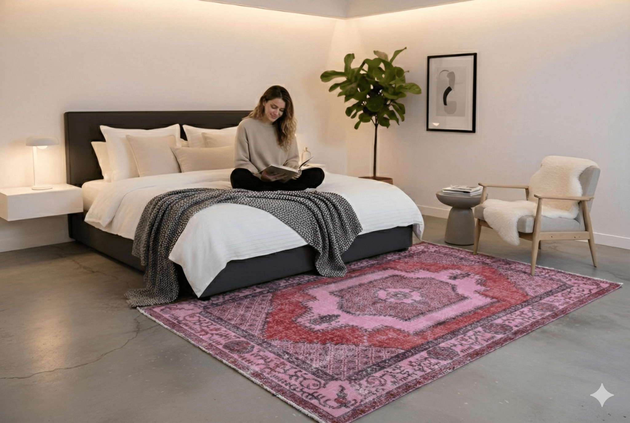 Roze vintage vloerkleed - G271 - Lavinta