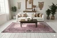 Frivool roze vintage vloerkleed 210x110 handgemaakt - G272