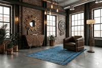 Rustiek blauw vintage vloerkleed - G445 - Lavinta