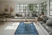 Rustiek blauw vintage vloerkleed - G445 - Lavinta