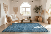 Koningsblauw vintage vloerkleed handgeknoopt Turkije - Lavinta G445
