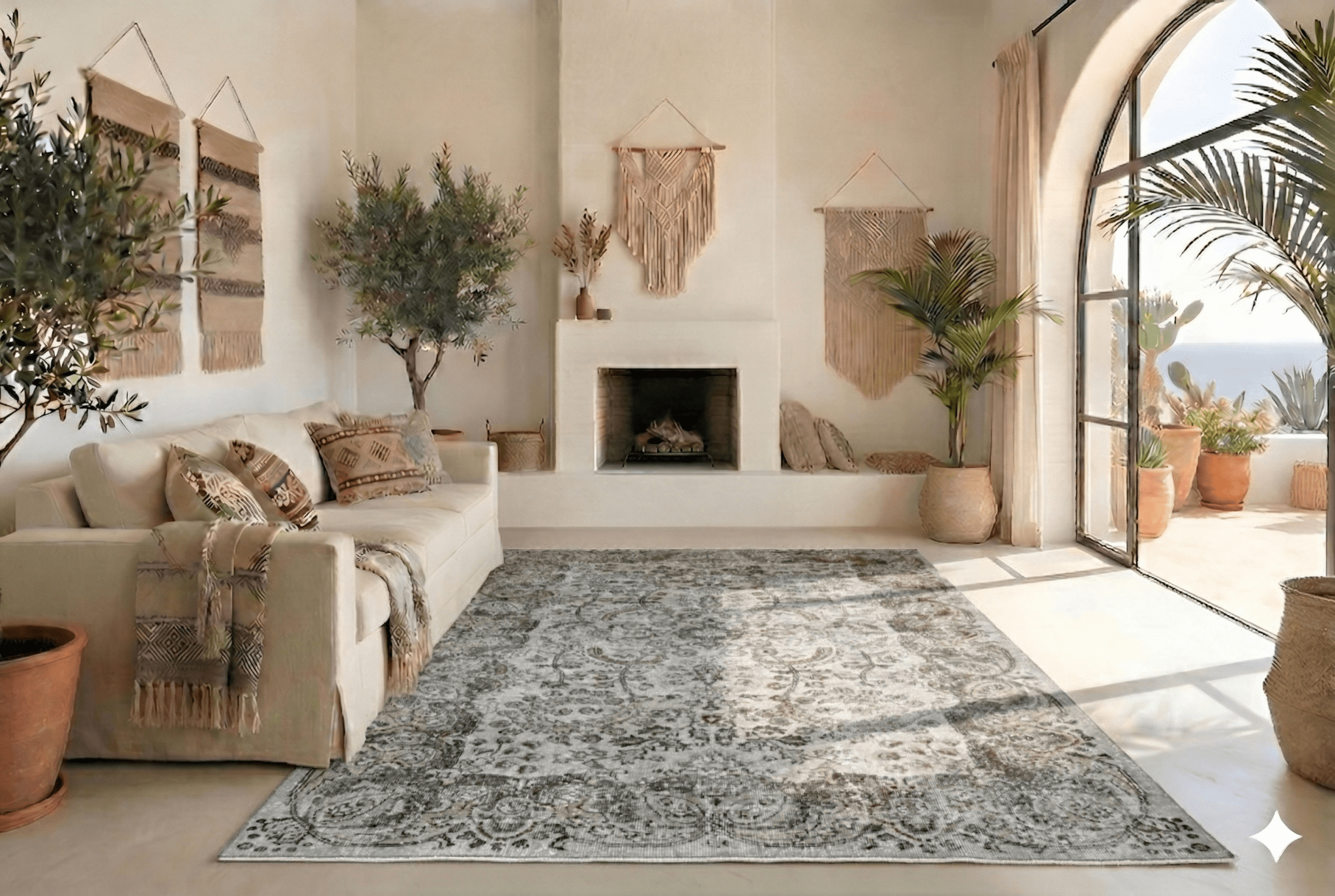 Smokey grijs vintage vloerkleed 215x115 cm - G442