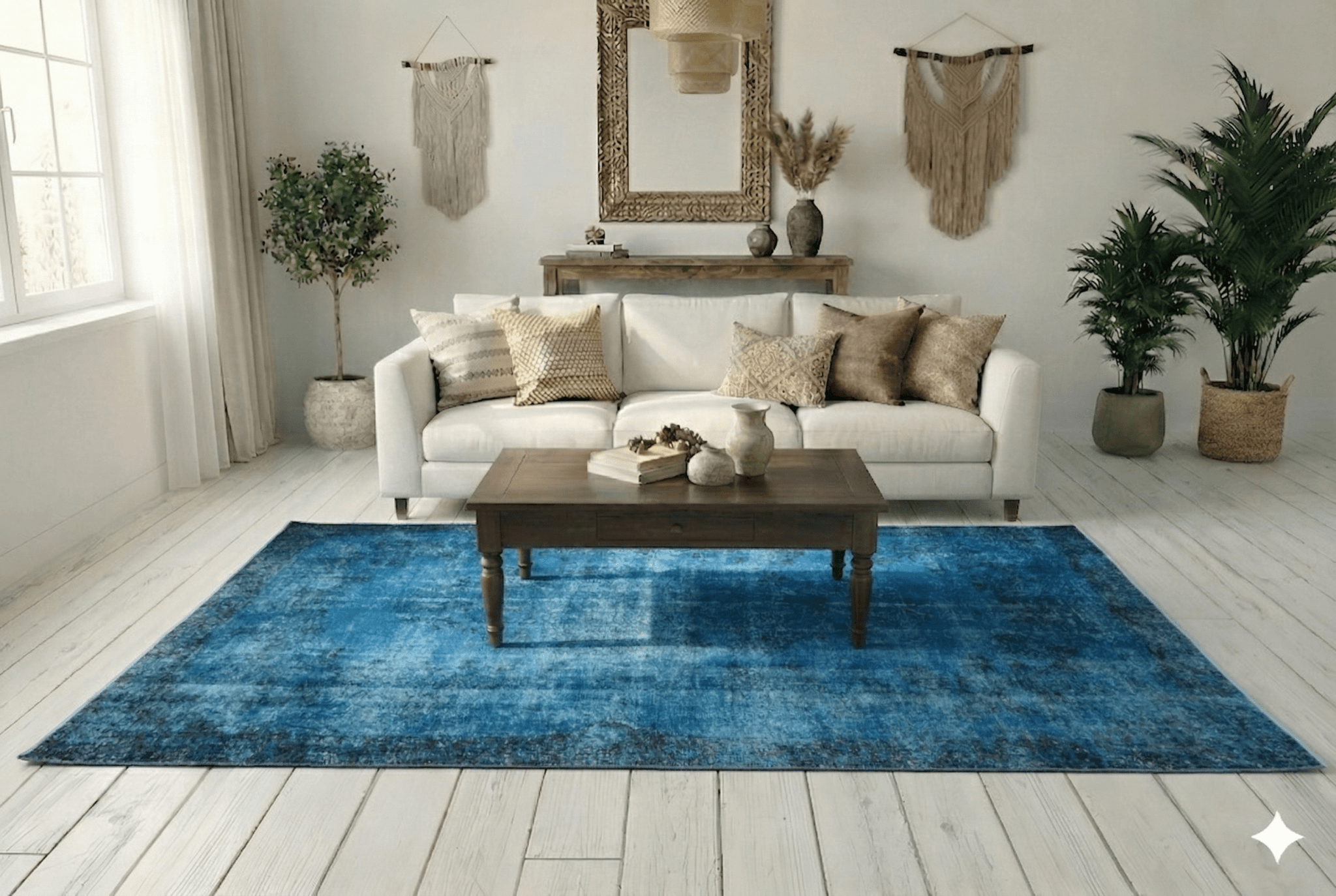 Skye | Blauw vintage vloerkleed
