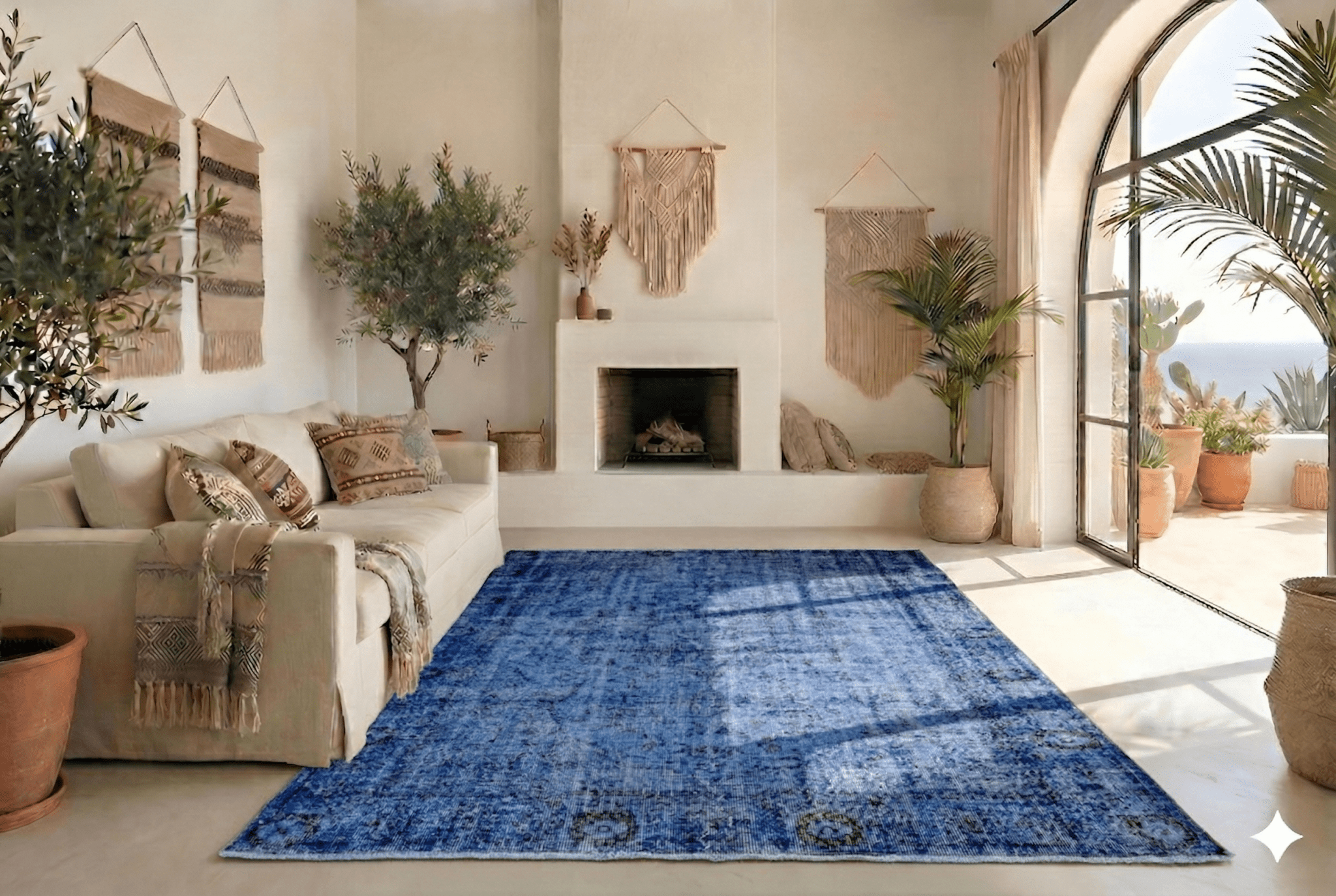 Statig blauw vintage vloerkleed - G454 - Lavinta