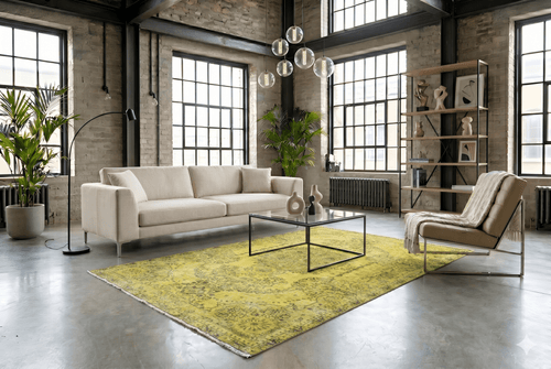 Stately Yellow Vintage Rug - G535