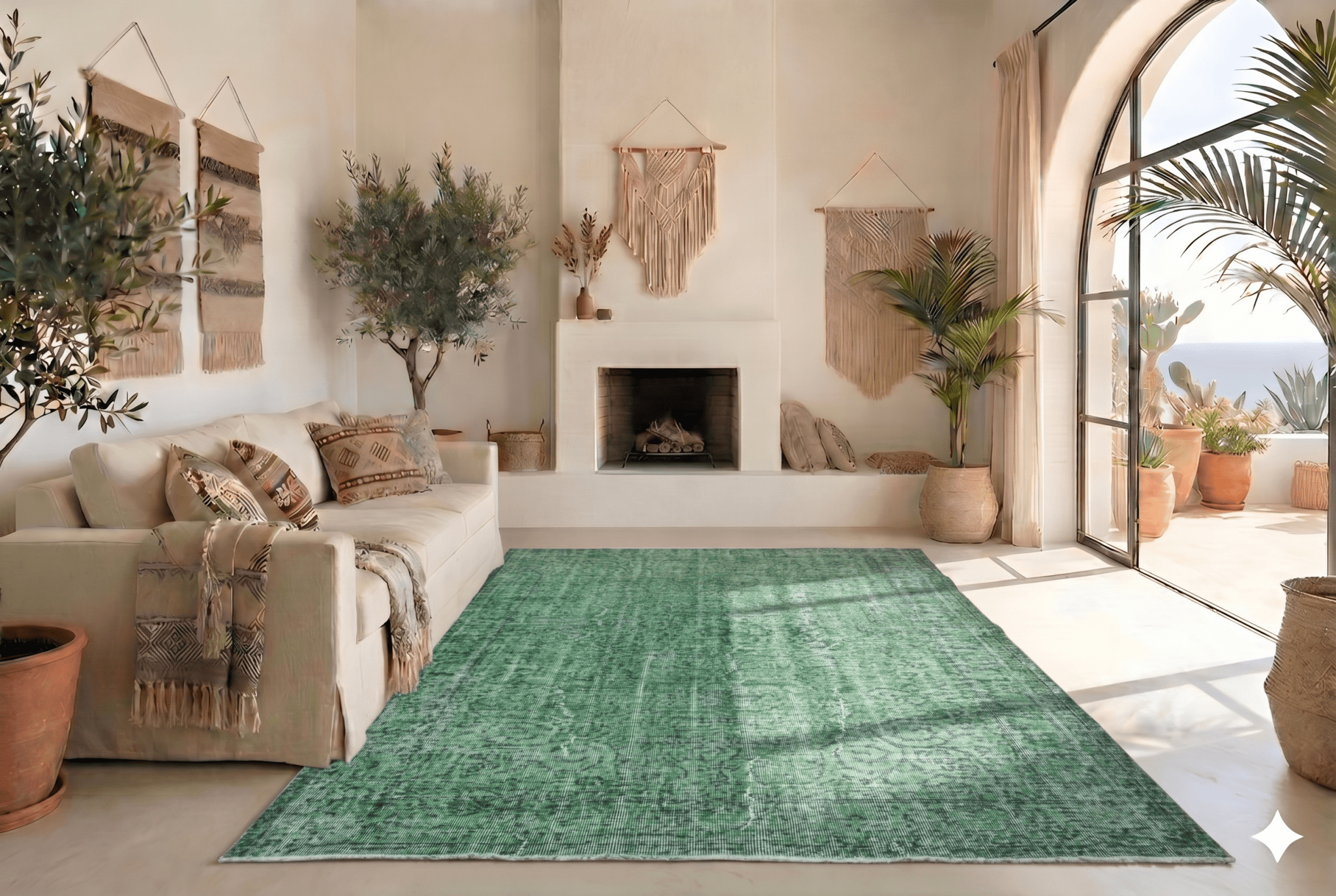 Statig groen vintage vloerkleed - G465 - Lavinta