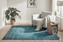 Diepblauw vintage vloerkleed sober teal handgeknoopt Turkije - Lavinta G444