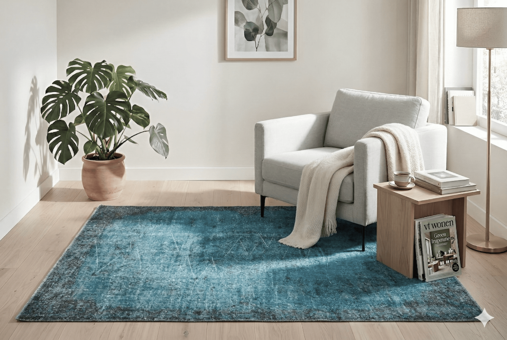 Deep blue vintage rug - G444
