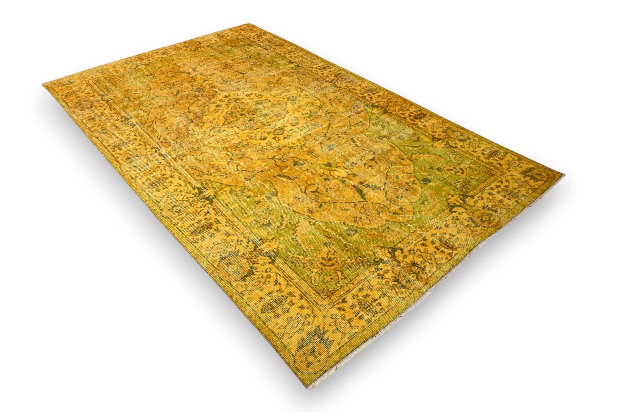 Stralend geel vintage vloerkleed - G537 - Lavinta