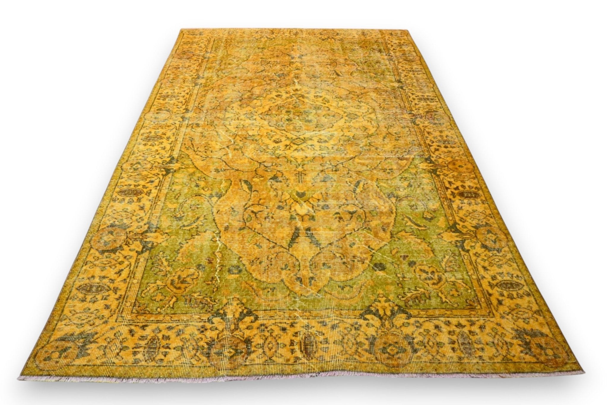 Stralend geel vintage vloerkleed - G537 - Lavinta