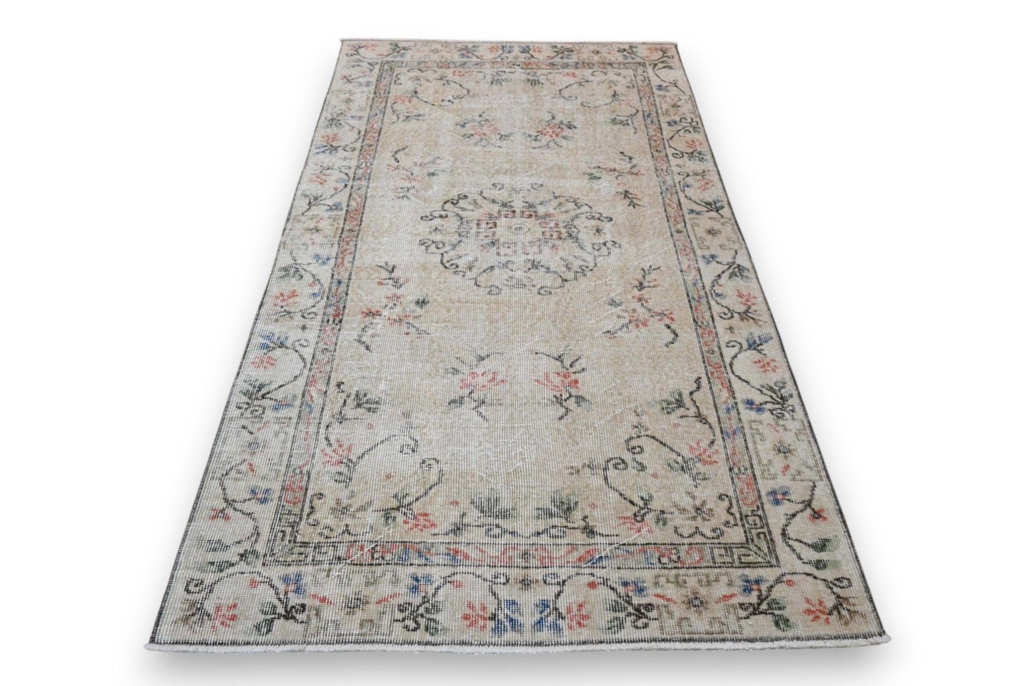 Subtiel beige vintage vloerkleed - G542 - Lavinta
