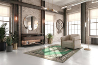 Subtiel groen vintage vloerkleed - F684 - Lavinta