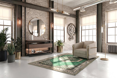 Subtiel groen vintage vloerkleed - F684 - Lavinta