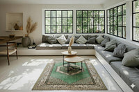 Subtiel groen vintage vloerkleed - F684 - Lavinta