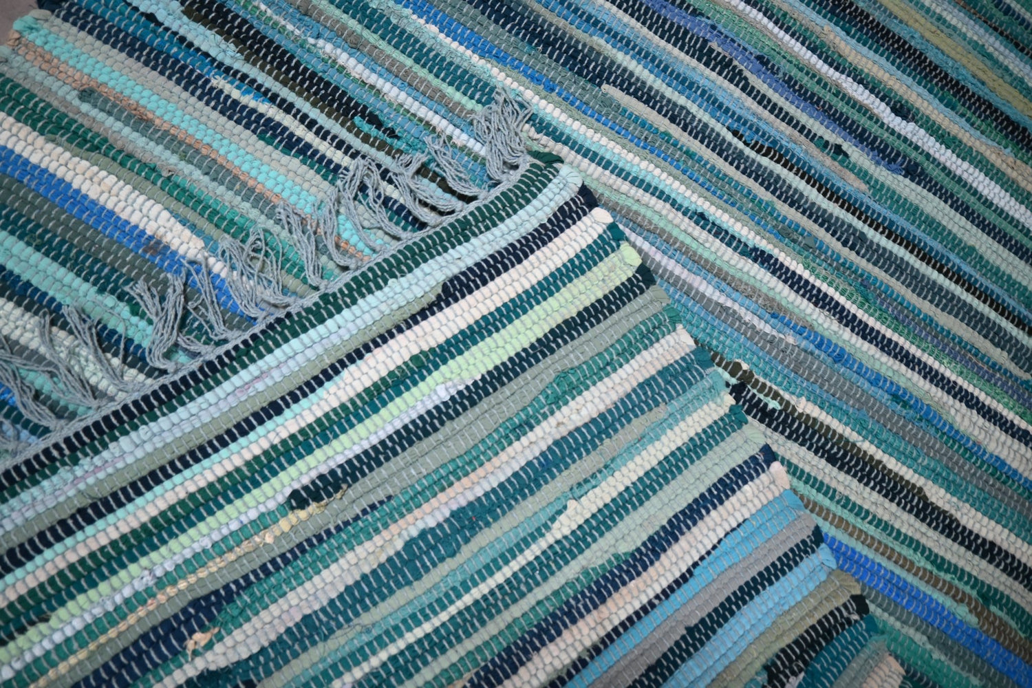 Turquoise Rag Rug - E938 - Lavinta