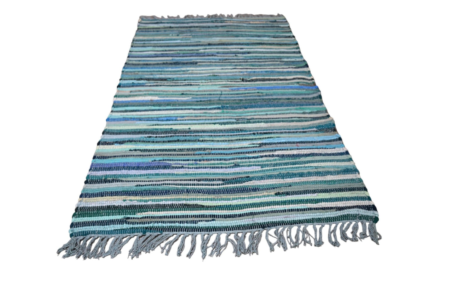 Turquoise Rag Rug - E938 - Lavinta