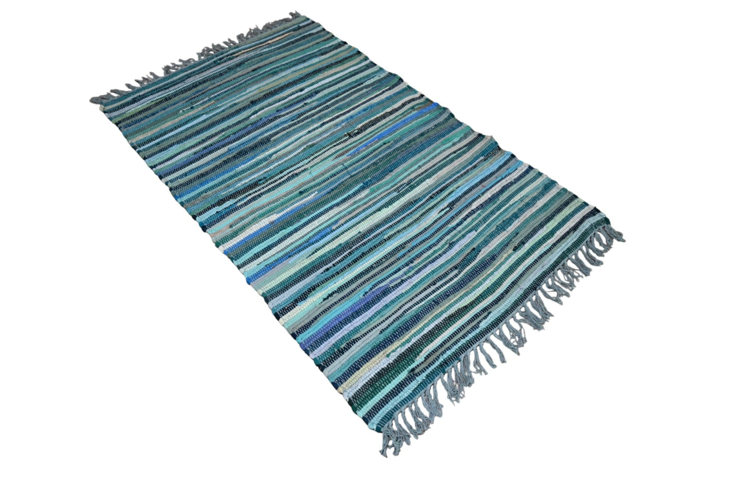 Turquoise Rag Rug - E938 - Lavinta