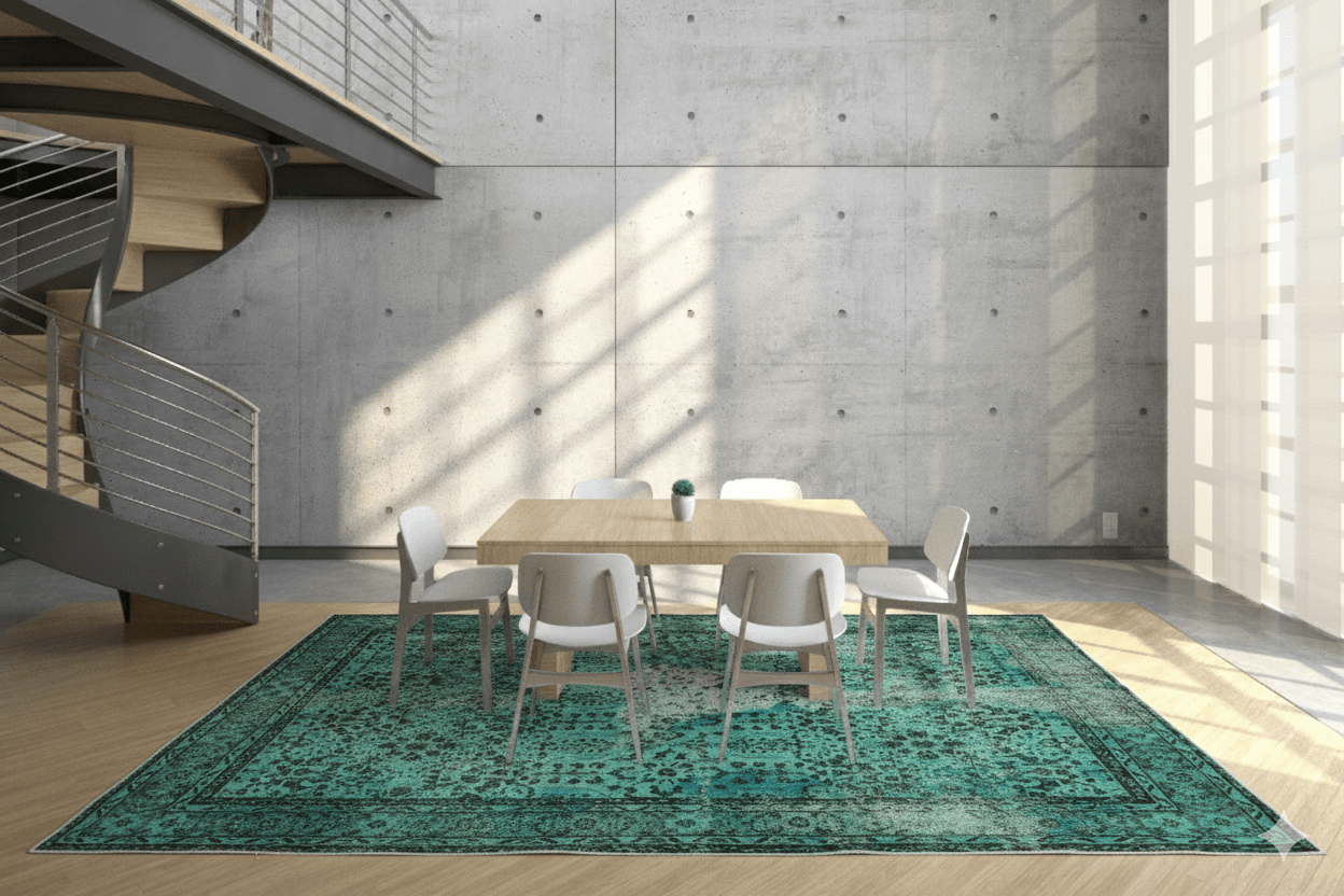 Turquoise vintage vloerkleed - D558