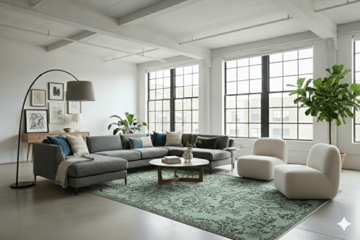 Turquoise vintage vloerkleed - D848