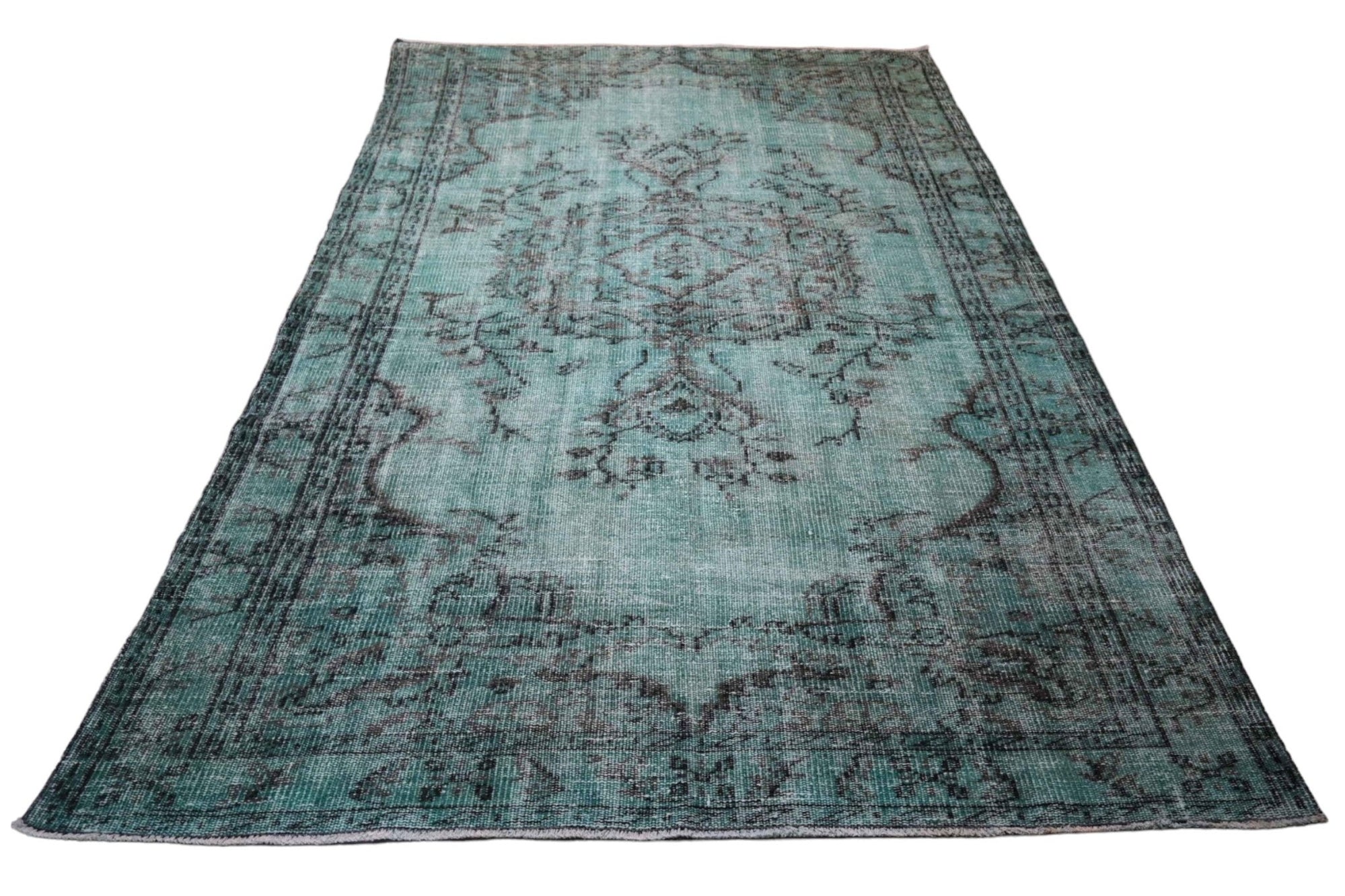 Turquoise vintage vloerkleed - E989