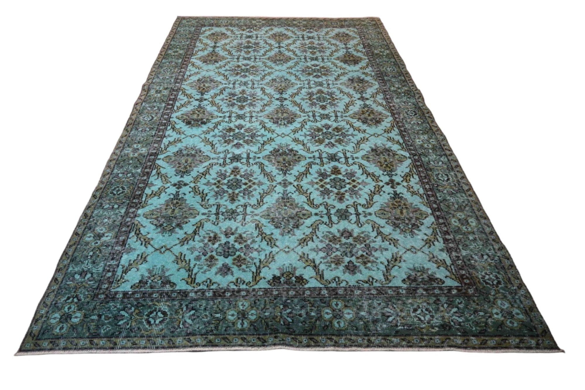 Turquoise vintage vloerkleed - F157