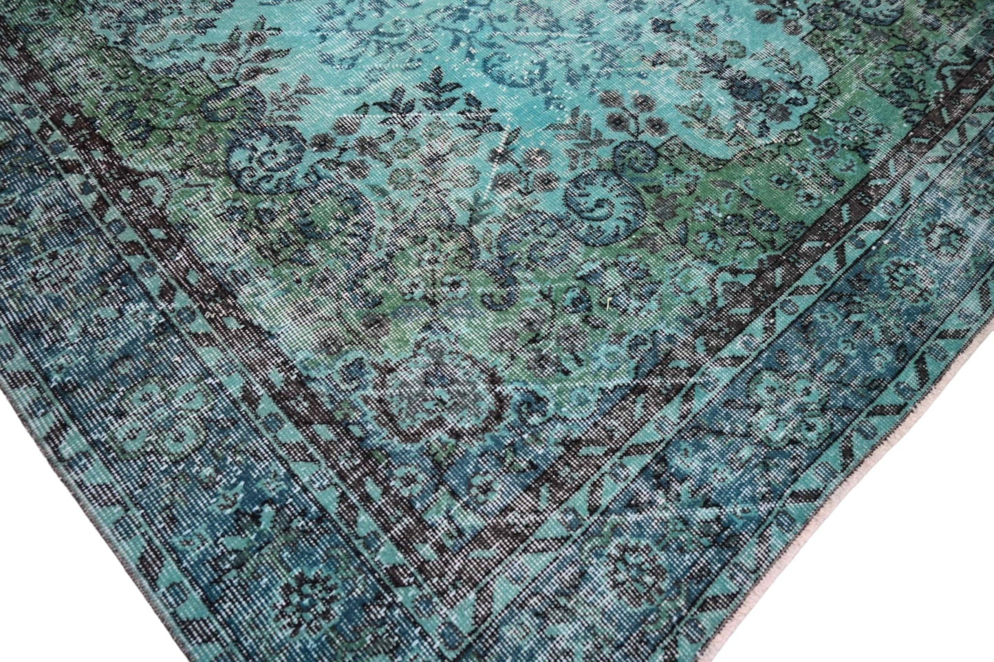 Turquoise vintage vloerkleed - F161 - Lavinta