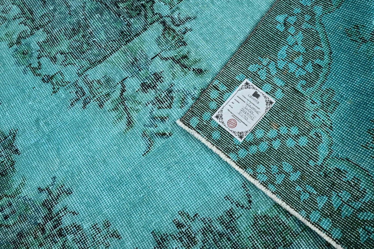 Turquoise vintage vloerkleed - F190 - Lavinta