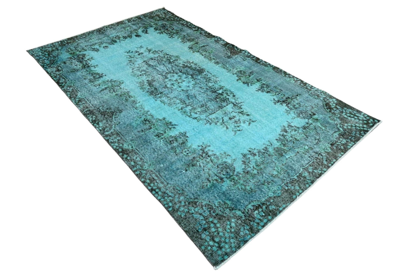 Turquoise vintage vloerkleed - F190 - Lavinta