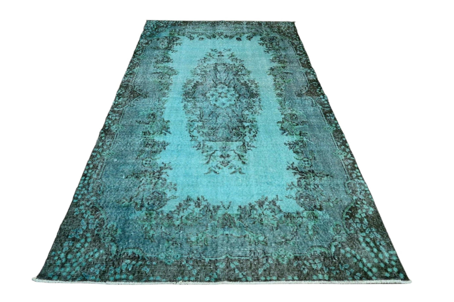 Turquoise vintage vloerkleed - F190 - Lavinta