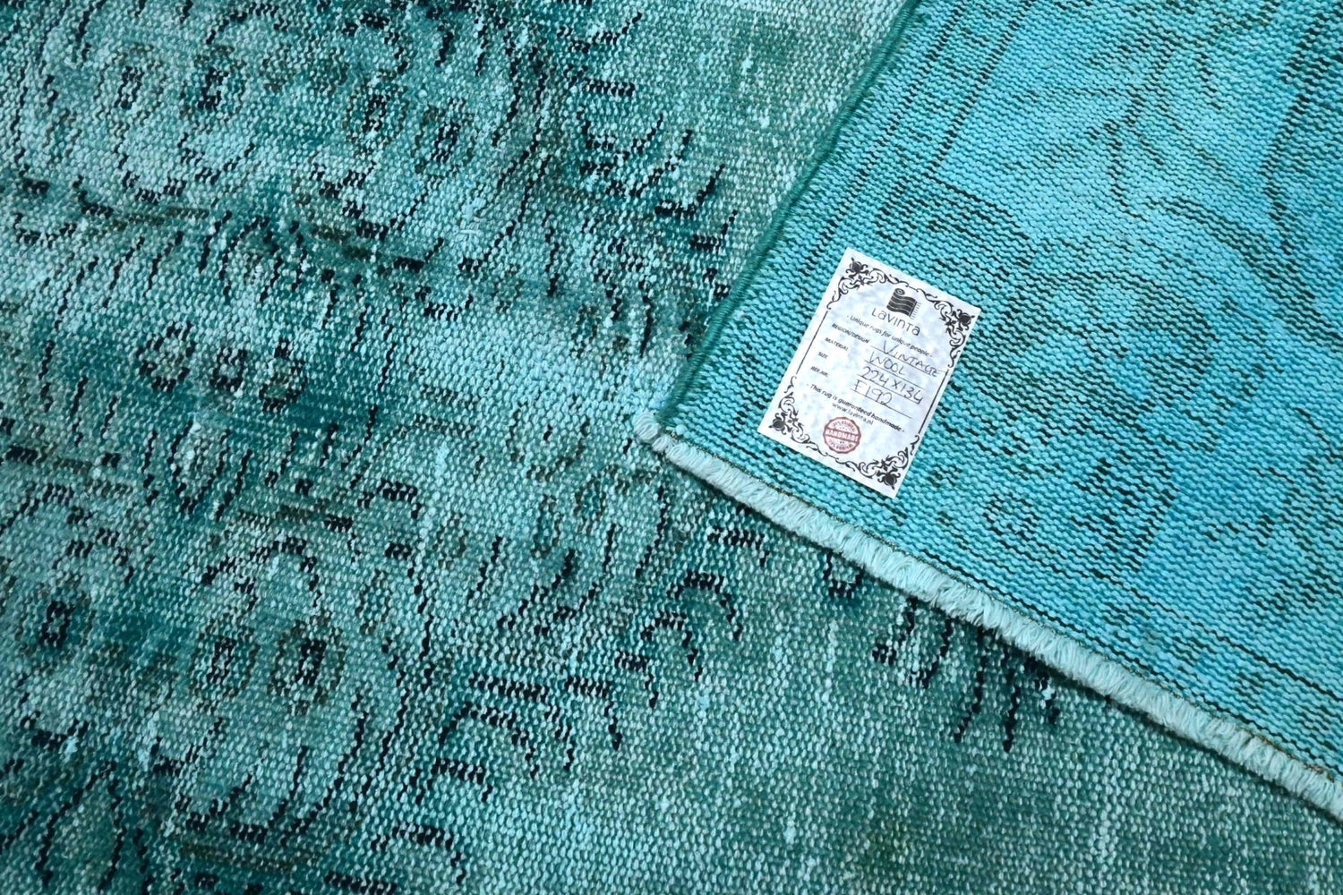 Turquoise vintage vloerkleed - F192 - Lavinta