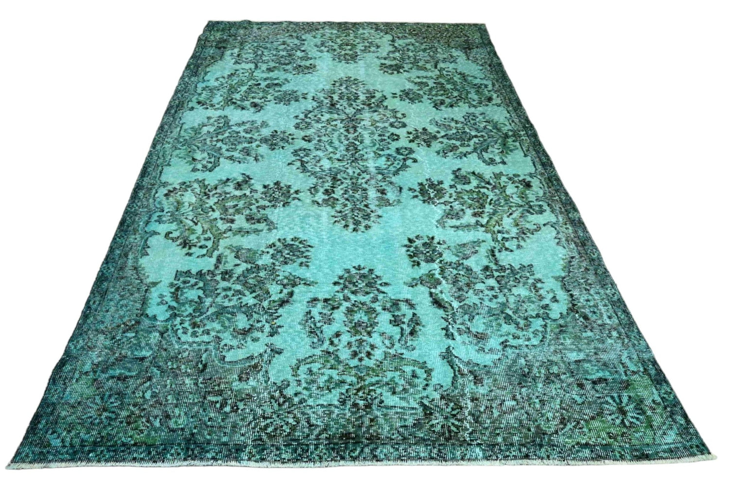 Turquoise vintage vloerkleed - F193 - Lavinta