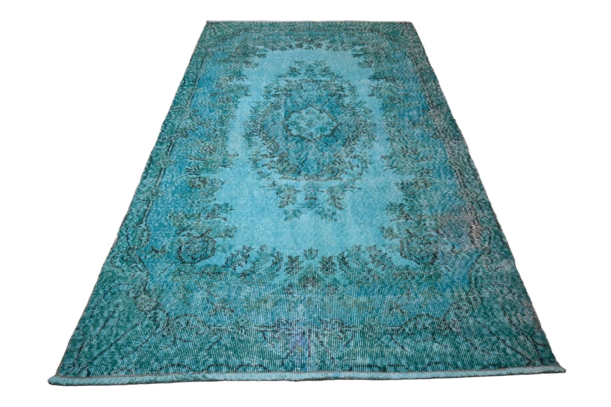 Turquoise vintage vloerkleed - F213