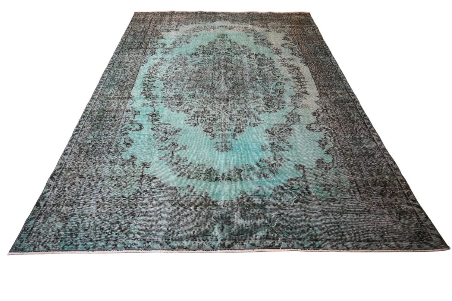 Turquoise vintage vloerkleed - F219 - Lavinta