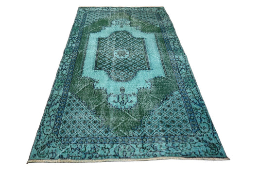 Turquoise vintage vloerkleed - F229 - Lavinta