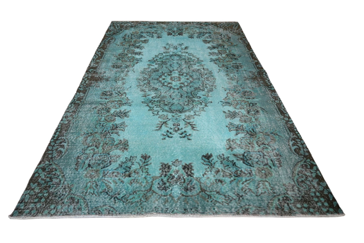 Turquoise vintage vloerkleed - F274 - Lavinta